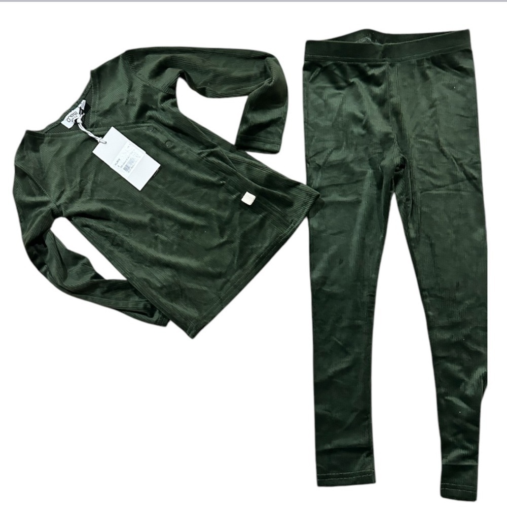 Crew Basic Ribbed Velour Wrap Set in Olive size 5 - Picture 5 of 6